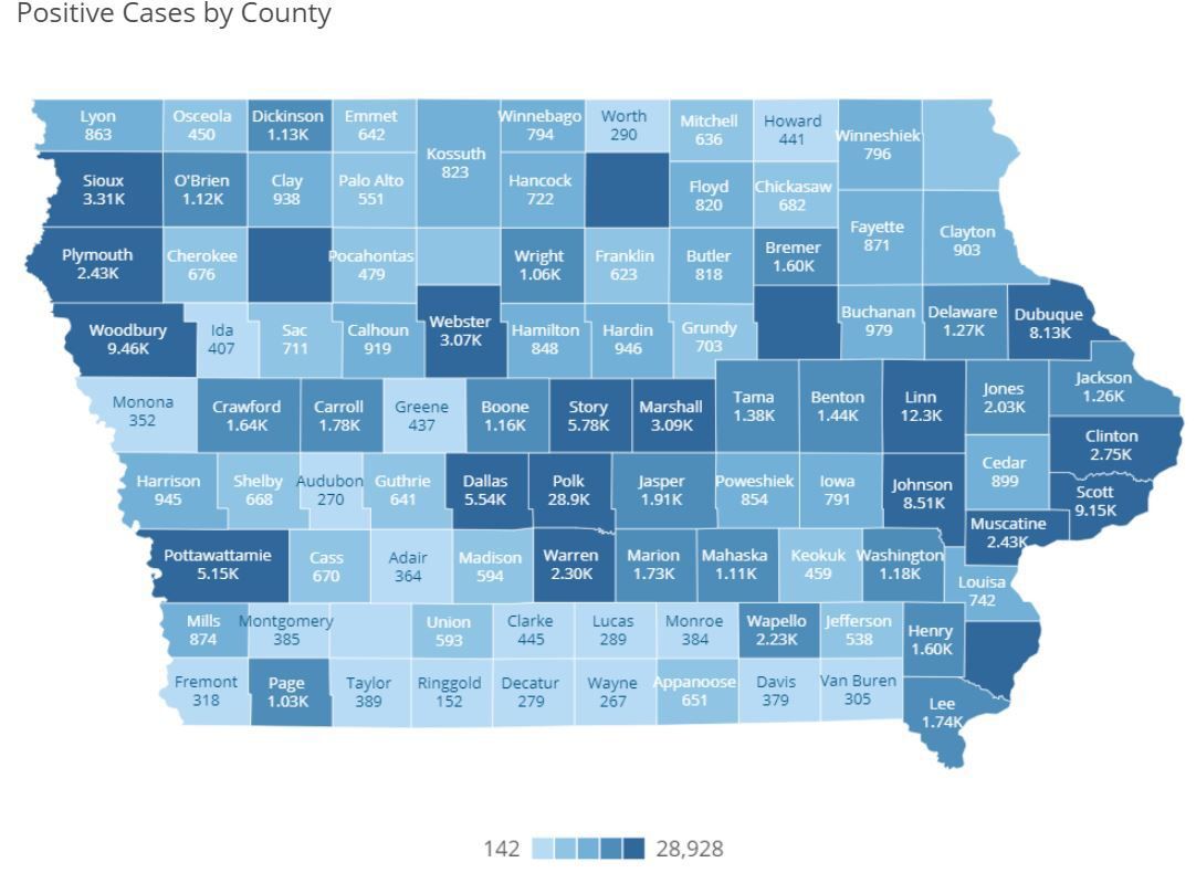 Iowa COVID map